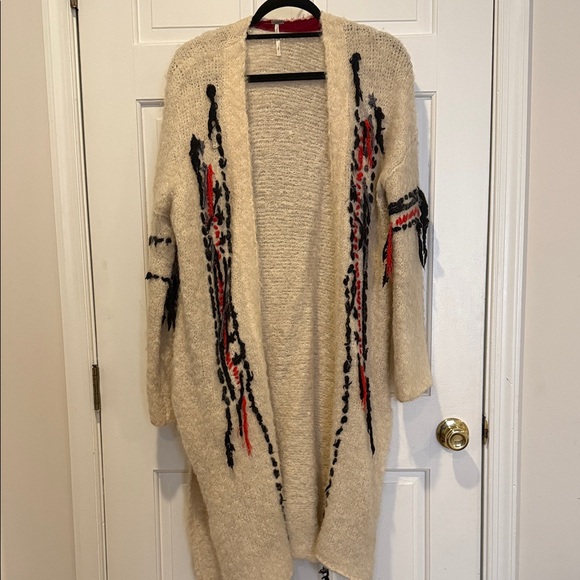 Free People Cozy Cream Open-Front Sweater/Duster. Alpaca wool blend - Picture 10 of 11